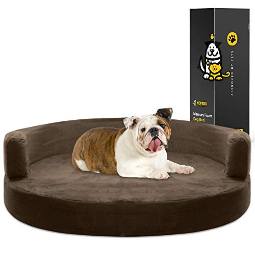 KOPEKS Deluxe Orthopedic Memory Foam Round Sofa Lounge Dog Bed - Large - Brown