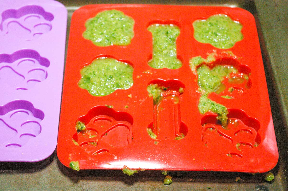 pupsicle mold with mix poured in