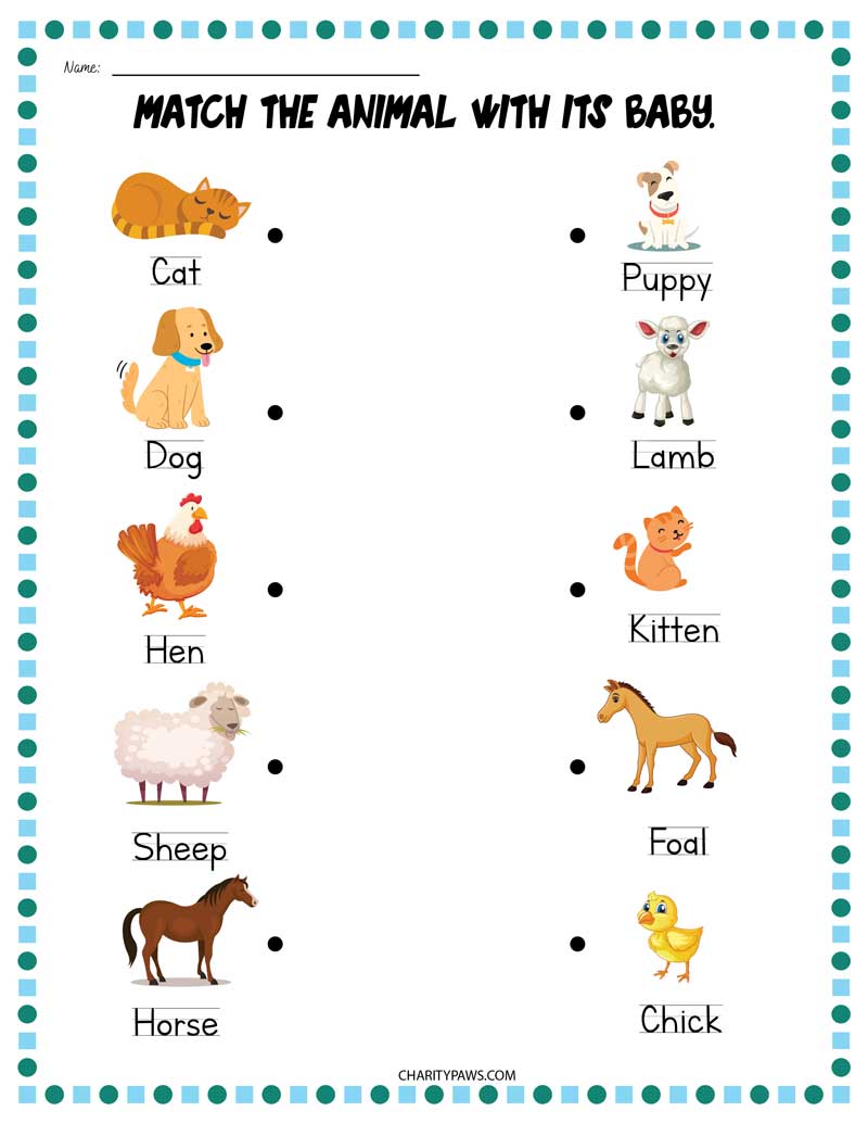 mommy and baby animals matching game