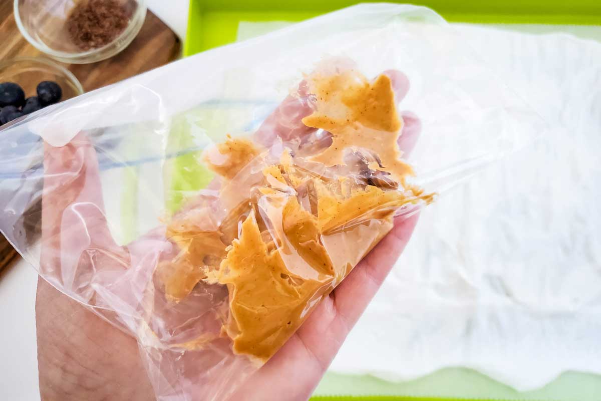peanut butter in bag to drizzle
