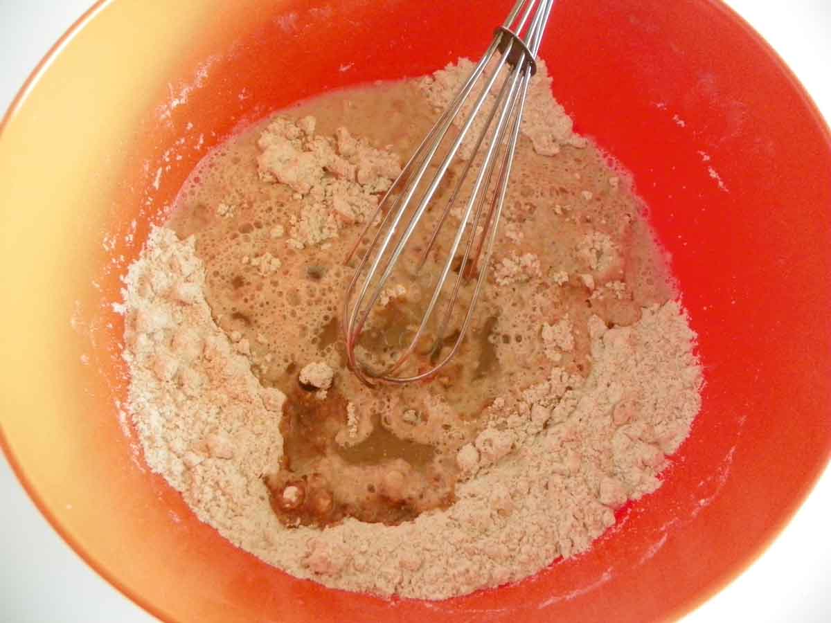 stirring the granola mix