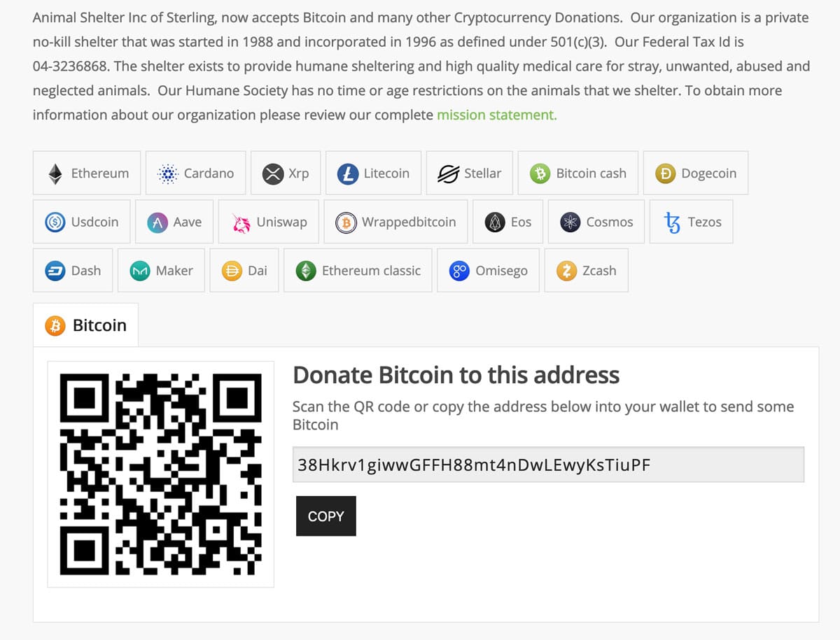 cryptocurrency donation qr code from wordpress plugin