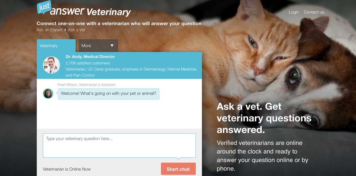 just answer online veterinary care